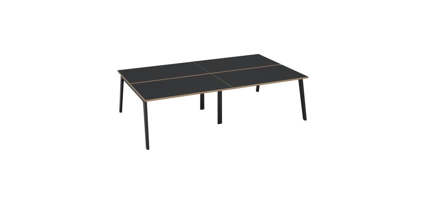 Pôle de 4 bureaux Exprim Arche L 280 cm avec goulotte intégrée plateau carbone pied anthracite