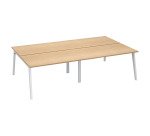 Pôle de 4 bureaux Exprim Arche L 280 cm avec goulotte intégrée plateau chêne clair