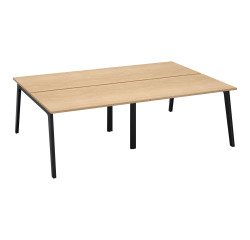 Pôle de 4 bureaux Exprim Arche L 240 cm avec goulotte intégrée plateau chêne clair