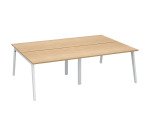 Pôle de 4 bureaux Exprim Arche L 240 cm avec goulotte intégrée plateau chêne clair