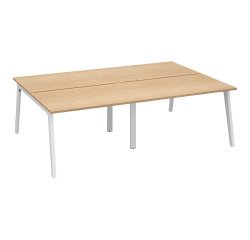 Pôle de 4 bureaux Exprim Arche L 240 cm avec goulotte intégrée plateau chêne clair