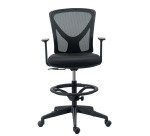 Chaise de bureau haute Valen - tissu et maille - mécanisme haut/bas - accoudoirs - repose pied - piètement à roulettes