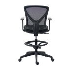 Chaise de bureau haute Valen - tissu et maille - mécanisme haut/bas - accoudoirs - repose pied - piètement à roulettes