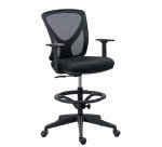 Chaise de bureau haute Valen - tissu et maille - mécanisme haut/bas - accoudoirs - repose pied - piètement à roulettes