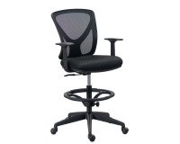 Chaise de bureau haute Magnus - tissu et maille - mécanisme haut/bas - accoudoirs - repose pied - piètement à roulettes