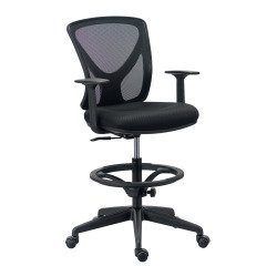 Chaise de bureau haute Valen - tissu et maille - mécanisme haut/bas - accoudoirs - repose pied - piètement à roulettes