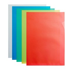 Chemise coin plastique A4 polypropylène grainé 12/100e couleurs assorties - Boîte de 100