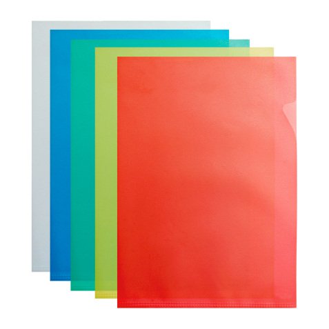 Chemise coin plastique A4 polypropylène grainé 12/100e couleurs assorties - Boîte de 100