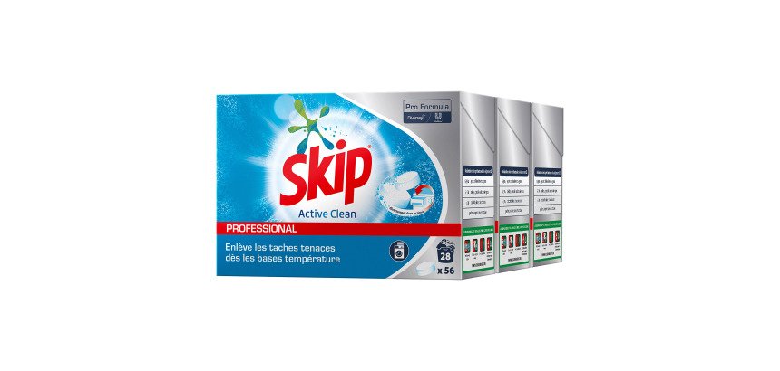 Lessive tablette Skip professional Active Clean - 84 lavages - 3 boites de 56 tablettes