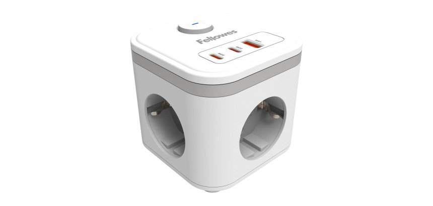 Cubo Multienchufe 3 Tomas + 2xUSB C + 1 USB A Fellowes