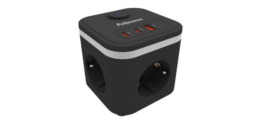 Cubo Multienchufe 3 Tomas + 2xUSB C + 1 USB A Fellowes