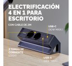 Regleta Sobremesa 2 Tomas + USB A/C Fellowes