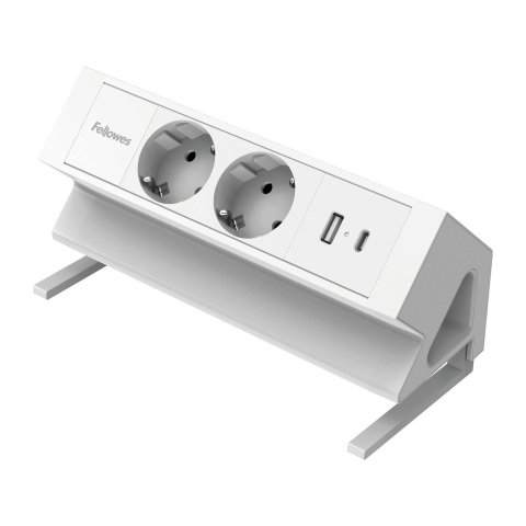 Regleta Sobremesa 2 Tomas+ USB A/C Fellowes Blanco