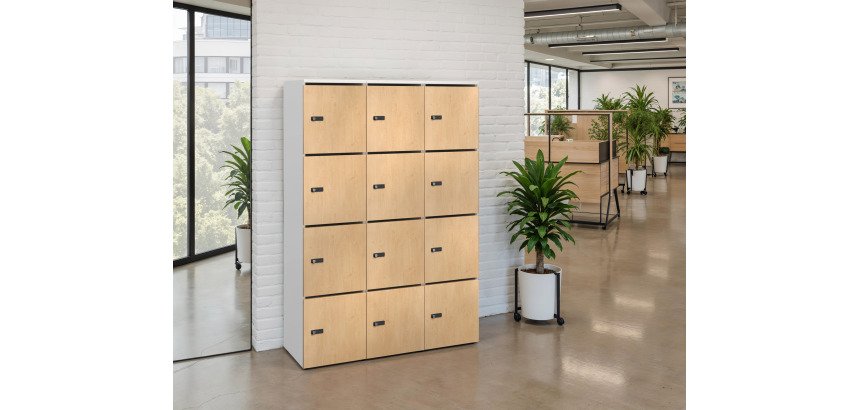 Casier Flexycaz 3 colonnes blanc x 4 cases -L 120 x P 42 x H 173,5 cm-12 portes individuelles