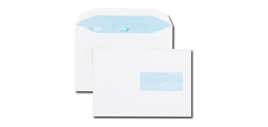 Enveloppe 162 x 229 mm GPV 80 g avec fenêtre 45 x 100 mm, blanche - Boîte de 500