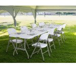 Table pliante rectangulaire avec poignée ALIZEE L 182 x H 74 x P 75 cm blanche