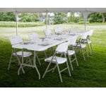 Tavolo pieghevole rettangolare l 182 x p 75 x h 74 cm Valiz in polietilene con maniglia per 6-8 persone