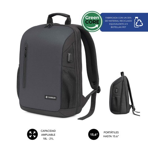 Mochila expandible 30% PET reciclado Nomad Xpand 15,6” Subblim negro