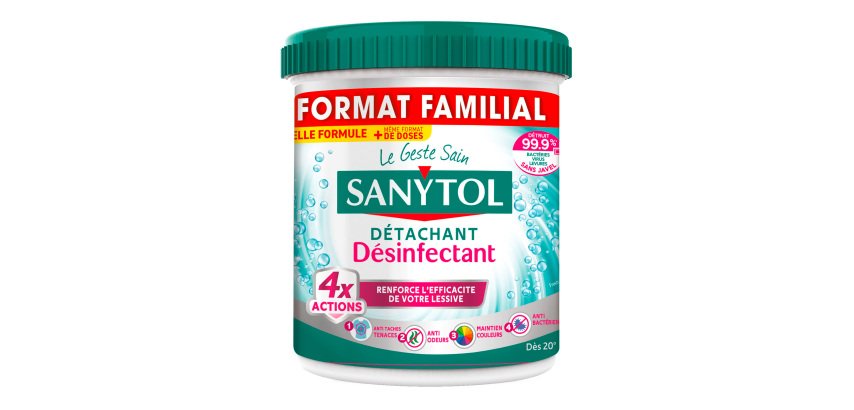 Détachant désinfectant textile poudre Sanytol Professionnel - 22 doses - Pot de 1,35 kg