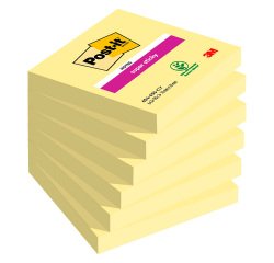 2+1 Confezioni Post-it super sticky Giallo Canary 76 x 76 mm 90 ff 6 unità 1 confezione in omaggio