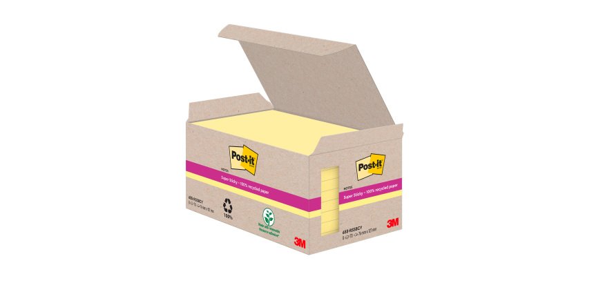 Foglietti riciclati Giallo Canary con adesivo Super Sticky in confezione da 8