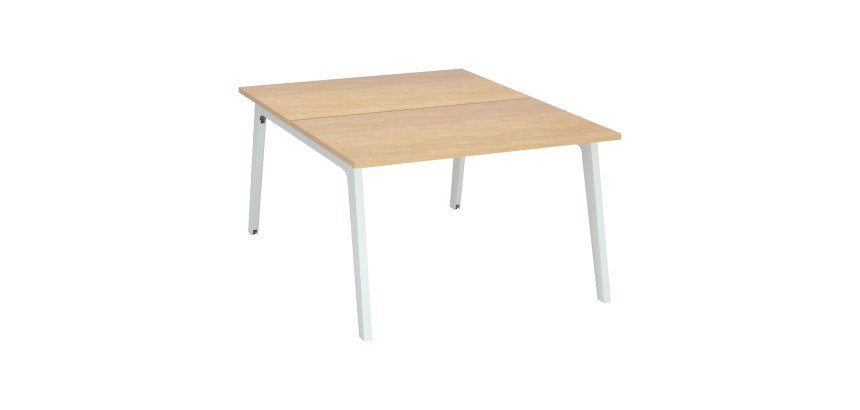 Pôle de 2 bureaux Exprim chêne clair + goulotte L 120 cm