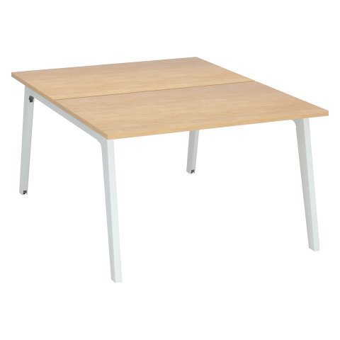 Conjunto de 2 mesas Eden Arco An 120 cm roble claro con canaleta patas blancas