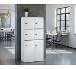 Casier de rangement de bureau Flexycaz 6 cases individuelles + 2 doubles L 80 x P 42 x H 173,5 cm + clé pass