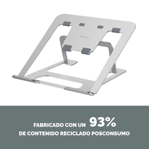 Soporte para portátil Alumia™ plegable Fellowes 93% reciclado plata