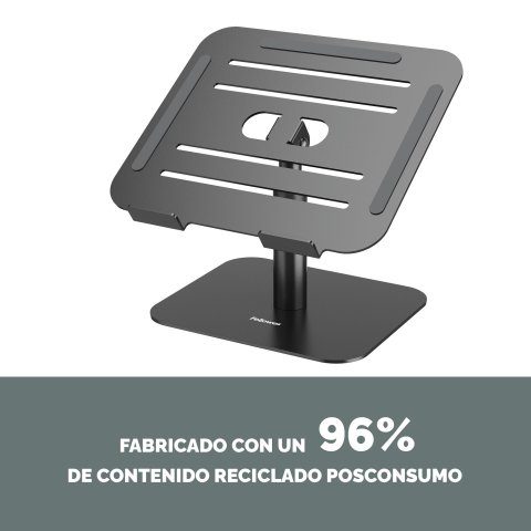 Soporte para portátil Alumia™ con peana Fellowes 96% reciclado negro