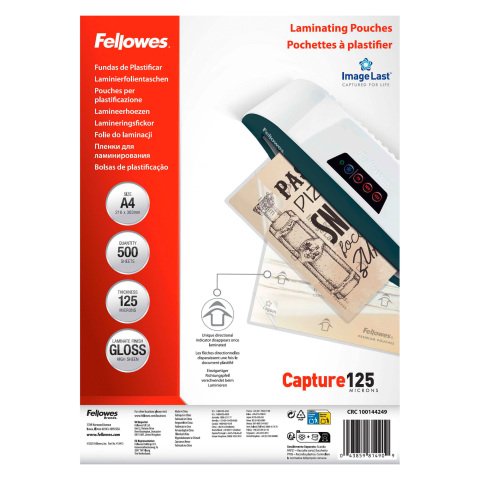 Paquete de 500 fundas de plastificar Imagelast™ Fellowes A4 brillo 125 micras