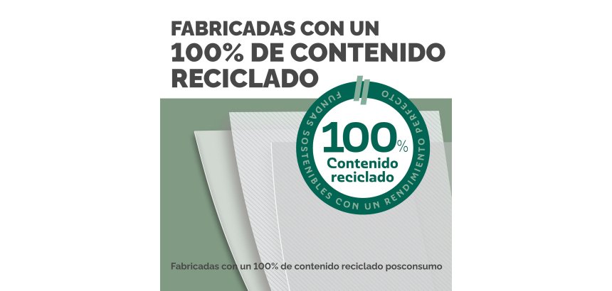 Portadas de encuadernación PET 100% reciclado Fellowes acabado cristal A4 180 micras paquete de 100