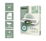 Paquete de 100 fundas de plastificar A4 brillo Fellowes 50% recicladas