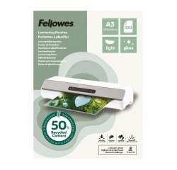 Paquete de 100 fundas de plastificar A3 brillo Fellowes 50% recicladas