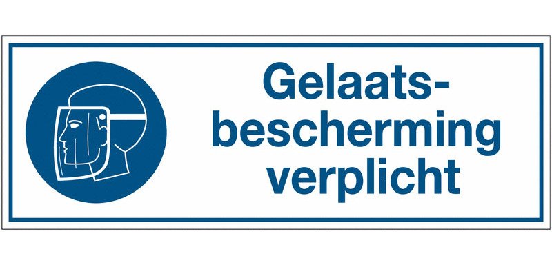 Hartes Gebotsschild "gelaatsbescherming verplicht" (POMPNLR34 9)