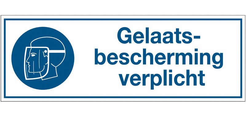 Panneau dur d'obligation "gelaatsbescherming verplicht" (POMPNLR34 9)