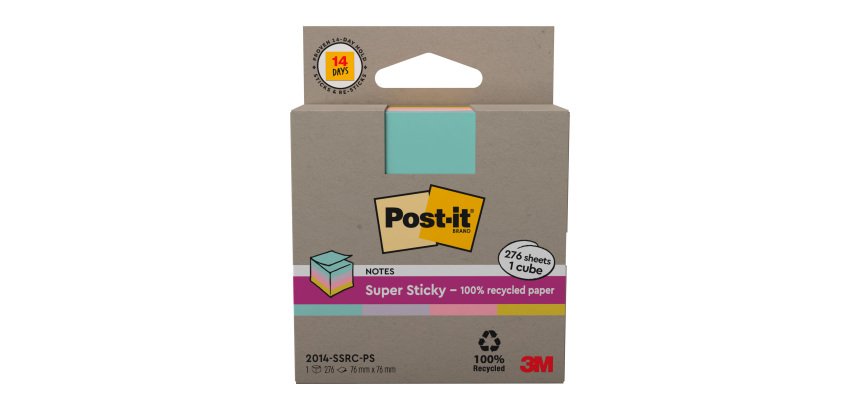 Cubo 4 colori riciclato con adesivo Super Sticky
