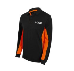 Tweekleurige polo met lange mouwen Velilla promotieartikel - geborduurde opdruk