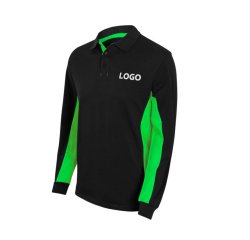 Polo bicolore manches longues publicitaire Velilla - marquage broderie