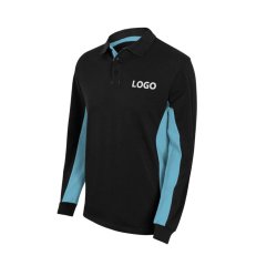 Polo bicolore manches longues publicitaire Velilla - marquage broderie