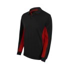 Polo bicolore manches longues publicitaire Velilla - marquage broderie