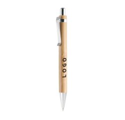 Retractable bamboo promotional ballpoint pen - 1 color imprint