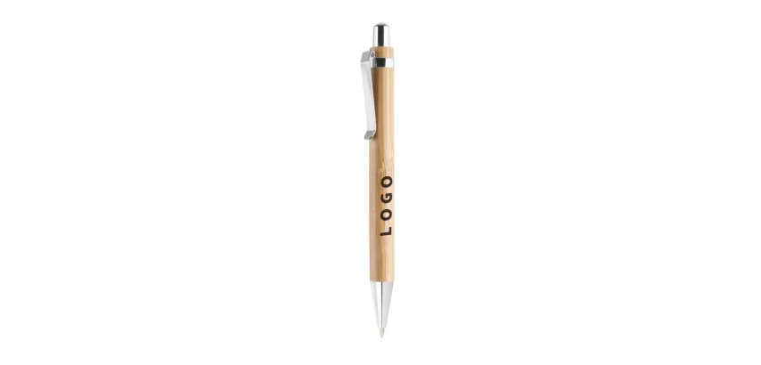 Ballpoint retractable bamboo advertising pen - 1-color imprint