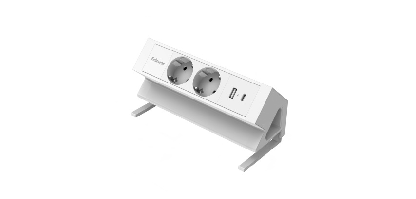 Power Desk 2 Fellowes multipresa da scrivania bianco