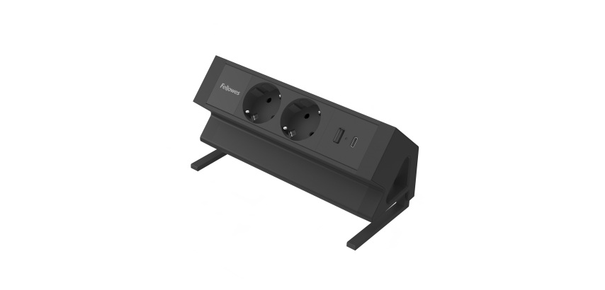 Power Desk 2 Fellowes multipresa da scrivania nera