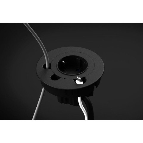 Toma eléctrica encastrable Versadot Cable negro - diámetro 80 mm + 3 orificios pasacables
