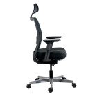 Chaise de bureau ERGO MOOV' Premium - tissu et maille - pied alu - soutien lombaire - appui tête - accoudoirs - mécanisme synchrone - assise réglable en profondeur