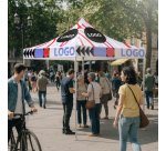 Tente de réception publicitaire 3 x 3 m – marquage multicolore