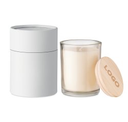 Bougie pot en verre publicitaire - parfum vanille - marquage gravure laser