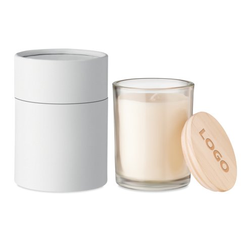 Bougie pot en verre publicitaire - parfum vanille - marquage gravure laser